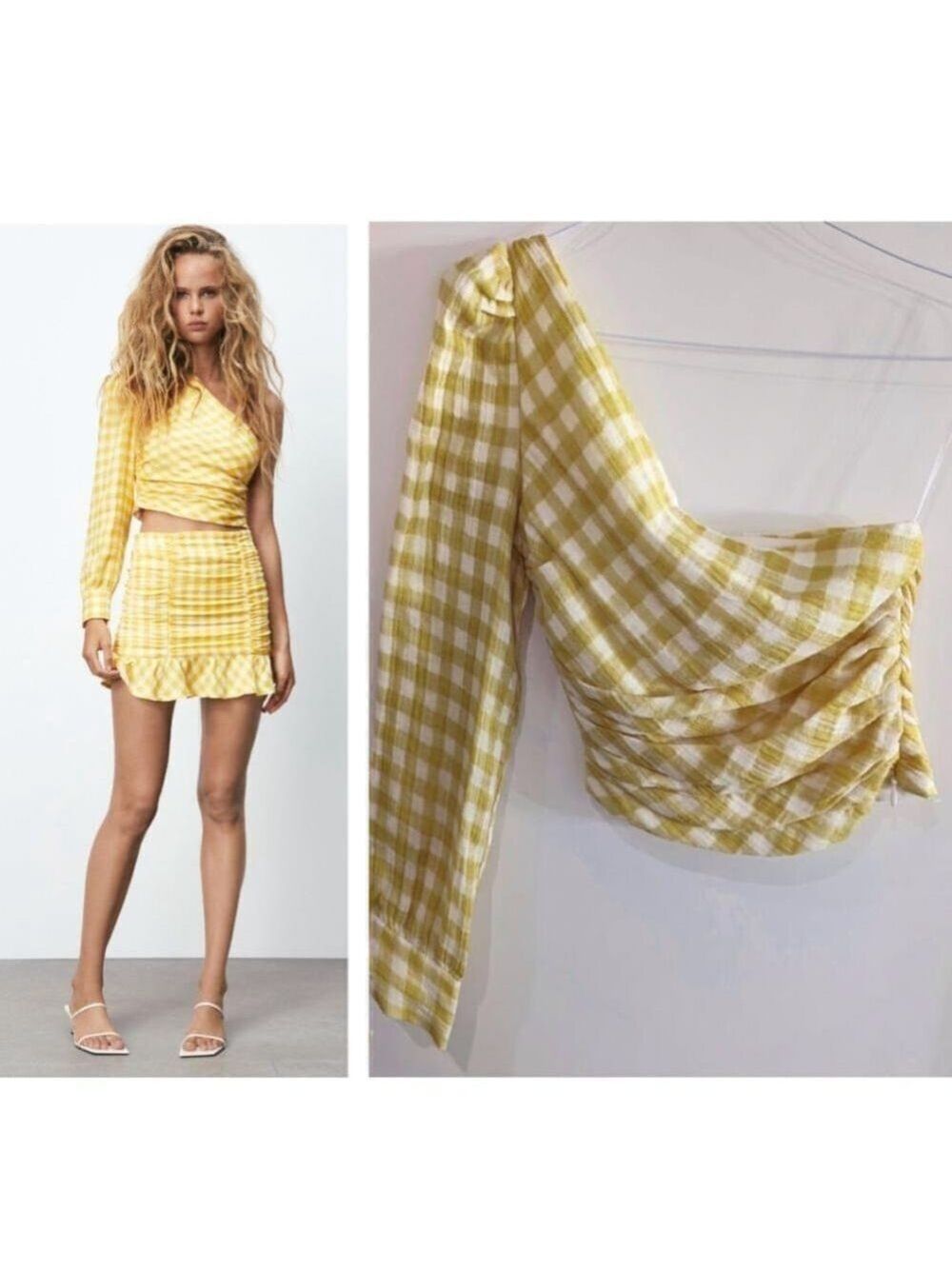 NEW Zara | Blogger fave! One-shoulder gingham top